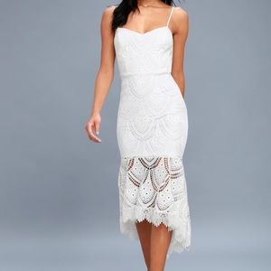 White crotchet midi dress lulus
